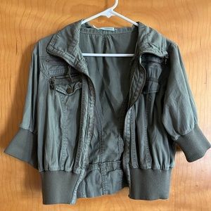 Army Green Bomber Jacket Cropped